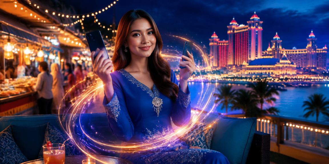 Pengguna berbaju kurung mengakses platform pertaruhan bola sepak 13000 di Genting Highlands